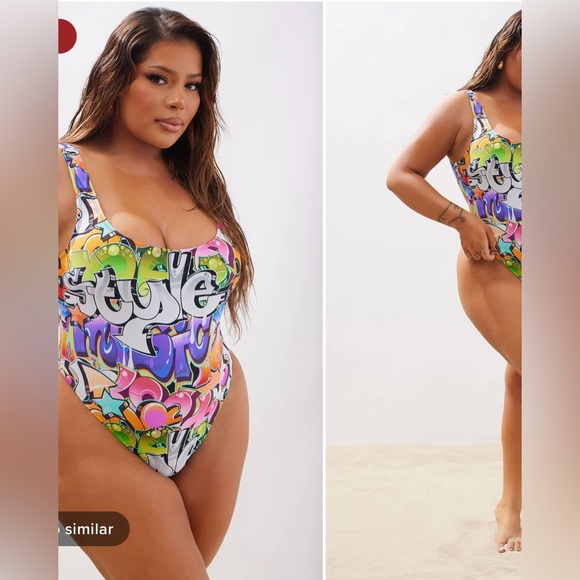 Multi Color 1 Piece Swimsuit - Picture 5 of 7